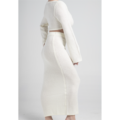 IVORY KNITTED TWO PIECE SET
