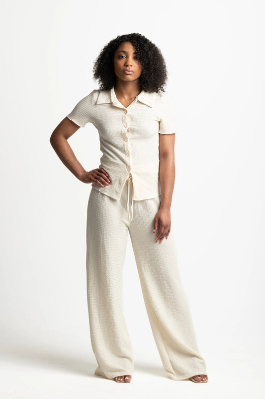 TEXTURED TOP AND PANTS SET
