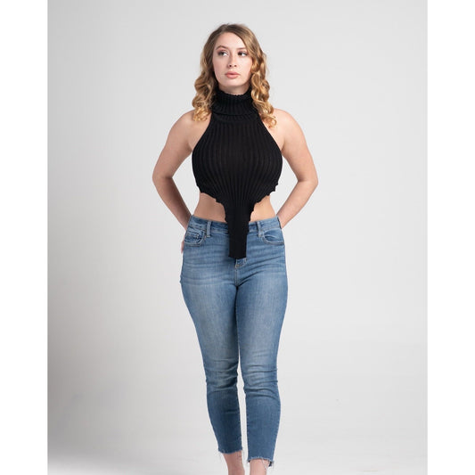 BLACK KNIT TURTLNECK TOP