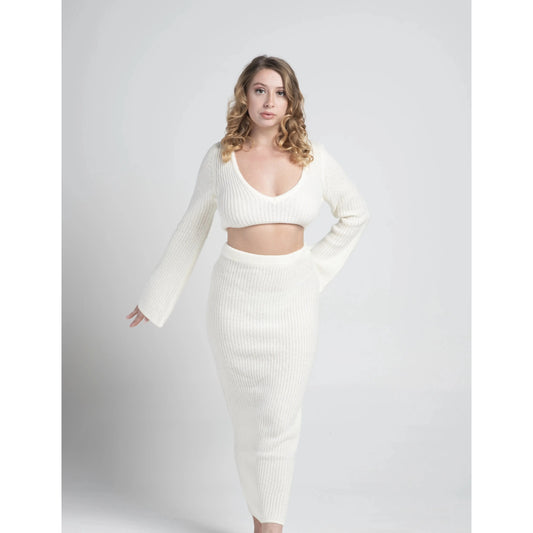 IVORY KNITTED TWO PIECE SET